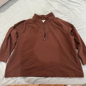 Terra & Sky Oversized Quarter Zip - Terracotta Brown